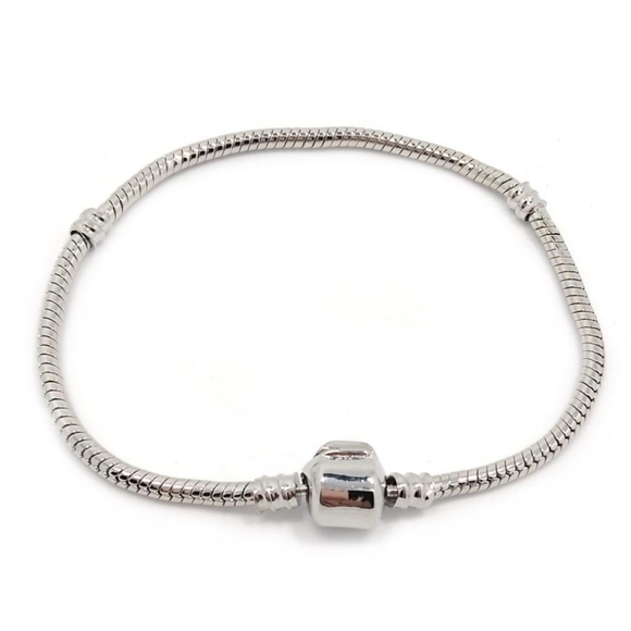 Silver tone snake chain bracelet - Picture 1 of 3